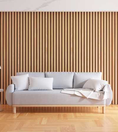 Gray sofa in living room with copy space for mock up, 3D renderi Gray sofa in living room interior with copy space for mock up, 3D rendering